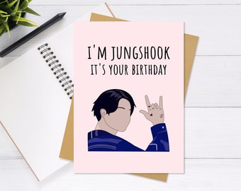 Cartão de aniversário BTS Jungkook - cartão de felicitações fofo e exclusivo, cartão de aniversário, cartão BTS, cartão Punny