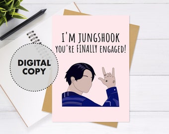 Cartão de noivado BTS Jungkook para impressão - cartão bonito e exclusivo, noivado, cartão BTS, cartão Punny