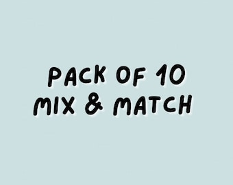 Pacote de 10 mix and match – construa seu próprio conjunto, cartões comemorativos fofos e exclusivos, cartões engraçados e punny