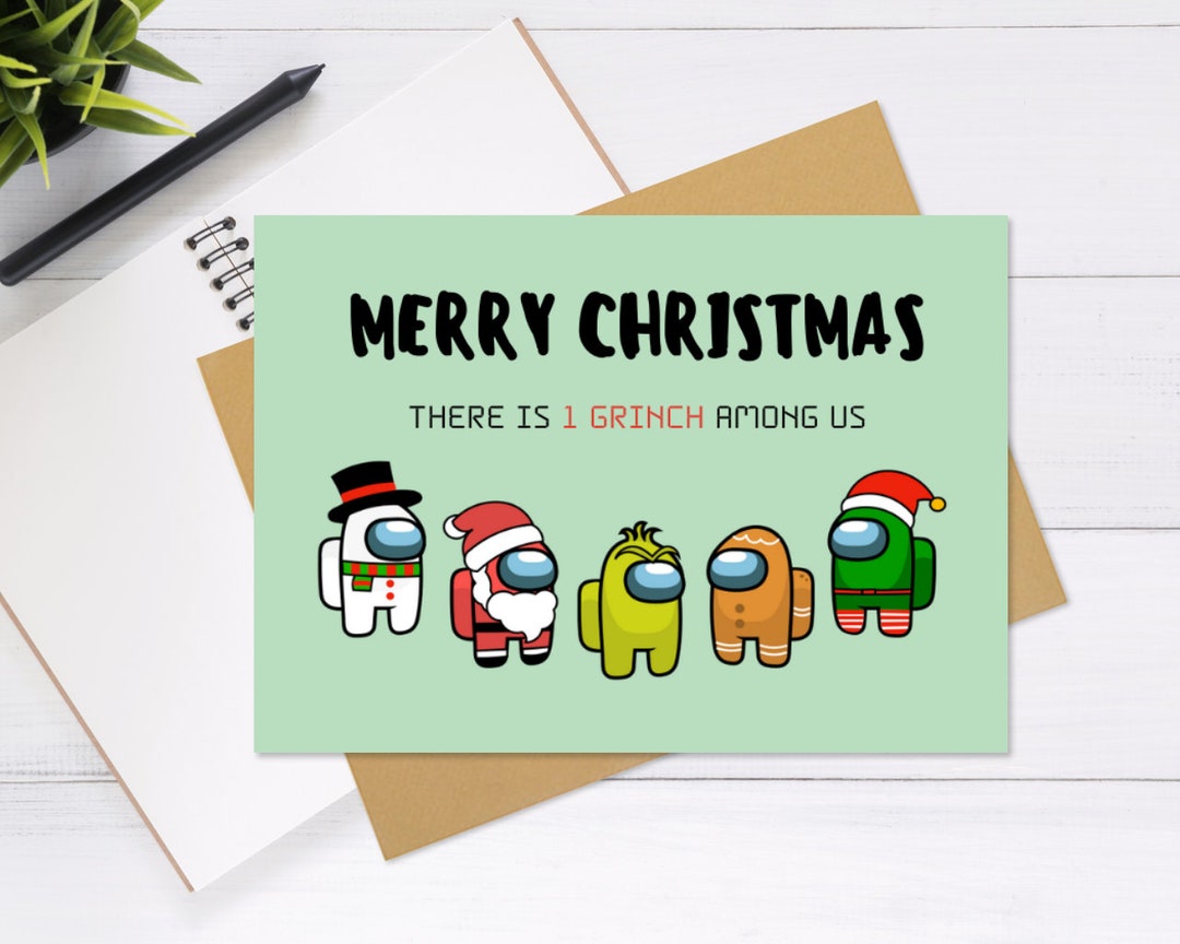 Among Us Sus Christmas Tree Card Meme Funny Christmas Card 