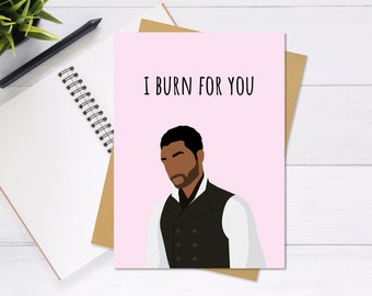 Bridgerton Duke I Burn For You - cartão de aniversário, cartão de dia dos namorados, cartão Punny, cultura pop
