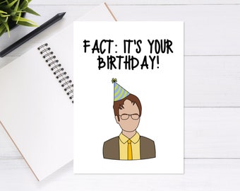 Cartão de aniversário de Dwight Schrute - cartão de aniversário do escritório, cartão de felicitações fofo e exclusivo