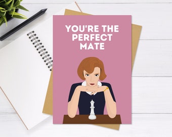 Você é o companheiro perfeito - cartão de aniversário do Gambito da Rainha, cartão de dia dos namorados, Punny, cartão de xadrez