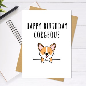Joyeux anniversaire Corgeous - Mignon - Carte de vœux unique, Carte d’anniversaire Corgi, carte Punny