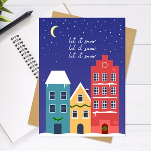 Let It Snow Christmas Card - Carte de voeux unique, Cartes de vacances festives