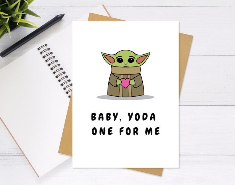 Baby Yoda One for Me Cute & Unique Greeting Card Etsy