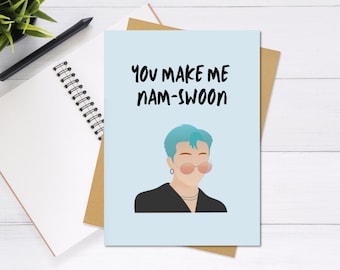 Cartão de Dia dos Namorados BTS Namjoon - Cartão de felicitações fofo e exclusivo, cartão de aniversário, cartão BTS, amor, cartão Punny