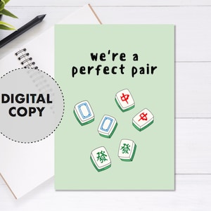 Mahjong imprimable Nous sommes une paire parfaite - Carte anniversaire, Carte de la Saint-Valentin, Amour, Carte Punny, Carte numérique