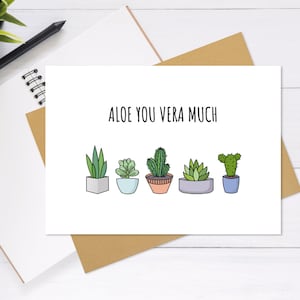 Aloe You Vera Much - Cartão de felicitações fofo e exclusivo, cartão de aniversário, cartão de dia dos namorados, cartão Punny