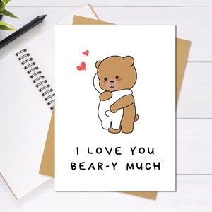 Ich liebe dich Bär-y viel - niedlich & einzigartige Grußkarte, Valentinstag-Karte, Jahrestags-Karte, Liebe, Punny