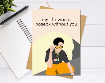 Cartão de Dia dos Namorados BTS J-Hope / Hoseok para impressão - Cartão de felicitações fofo e exclusivo, cartão de aniversário, cartão BTS, amor, cartão Punny