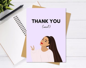 Cartão de agradecimento de Ariana Grande (próximo), cartão de felicitações fofo e exclusivo, cartão de agradecimento, agradecimento, cartão Punny