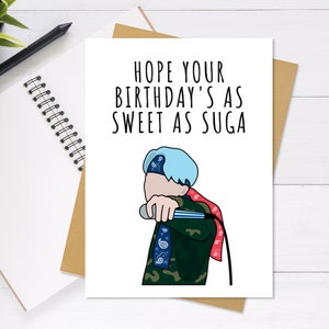 Cartão de aniversário BTS Suga - cartão de felicitações fofo e exclusivo, cartão de aniversário, cartão BTS, cartão Punny