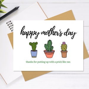 Tarjeta de cactus del día de la madre - tarjeta de felicitación linda y única, tarjeta del día de la madre, tarjeta punny