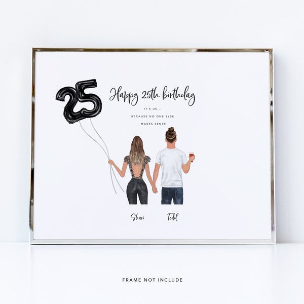 25th Birthday Gift for Him, 25th Birthday Ideas for Him, Boyfriend Printed Gift, Fiance Birthday Print, Husband Alternative Birthday Card