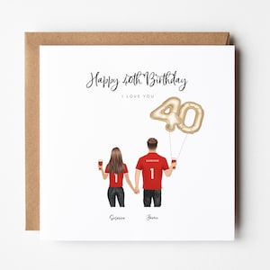 Carte personnalisée de 40e anniversaire de football pour lui - cadeau de 40e anniversaire, cadeau d'anniversaire photo de couple personnalisé, cadeau petit ami cadeau mari