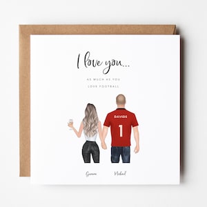 Fußball Geburtstagskarte für ihn, Geschenk für Freund, Ehemann, Fußball Grußkarte, personalisierte Porträt eines Paares, Fußball Geschenke
