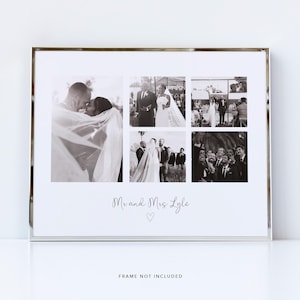 Custom wedding picture collage gift ideas for 1st or 2nd year marriage anniversary - Wall art photo gift for newlyweds in their new home