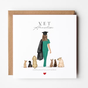 Einzigartiges Tierarzt-Abschlussgeschenk - Abschlusskarte für Tierarztschüler, Benutzerdefiniertes Illustrationsgeschenk, um ein qualifizierter Tierarzt zu werden, DVM-Geschenk, Veterinärschwester