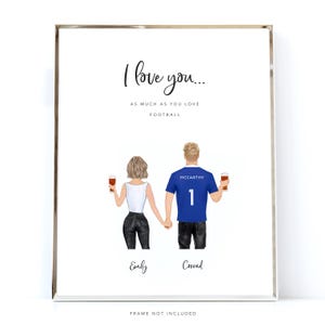 Personalisiertes Geschenk für ihn - Fußball Geschenk, Paar Porträt, Geburtstagsgeschenk für Freund, Ehemann