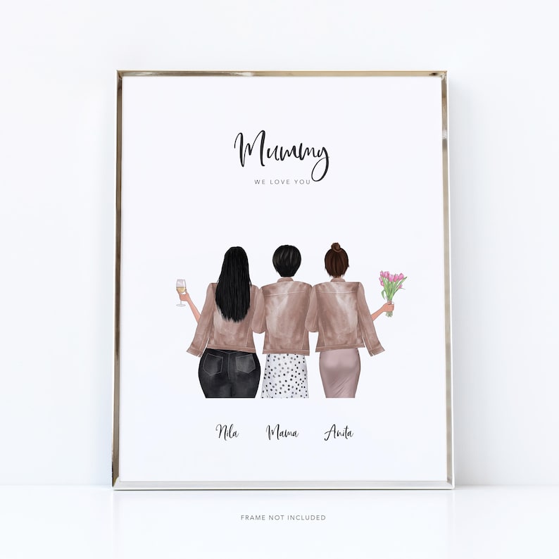 Regalo personalizzato per la mamma - Ritratto personalizzato di madre e figlia immagine 2