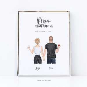 Geschenk für Freund - Ich weiß, was Liebe ist Benutzerdefinierte Rückansicht-Druck eines Paares, Coupé-Geschenks, Jahrestag, Geburtstag