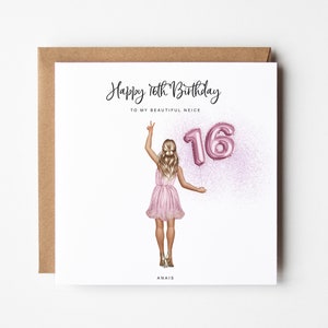Dolce biglietto di auguri per il sedicesimo compleanno della nipote / Biglietto di auguri di compleanno da zia e zio / Biglietti di auguri personalizzati / Regalo di compleanno / Regali per adolescenti