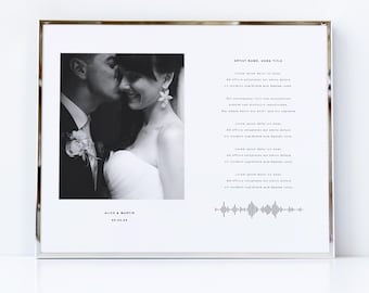 Wedding song lyrics print, Favourite wedding photo picture for home, First dance song gift, Bride and groom favourite song, Anniversary gift
