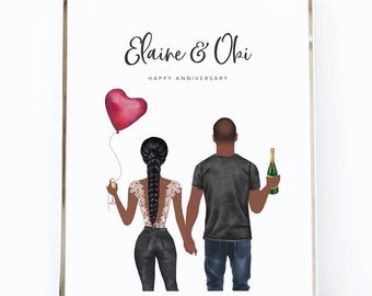 Anniversary Love Print / Valentine's Day gifts / Anniversary gift / Couples print / Portrait / Birthday gift for partner