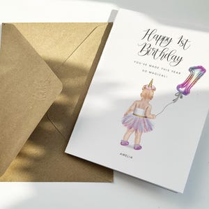 Personalisierte Glückwunschkarte zum 1.Geburtstag für kleine Mädchen / Glückwunschkarten zum 1.Geburtstag / Geburtstagskarte für Tochter / Enkelin