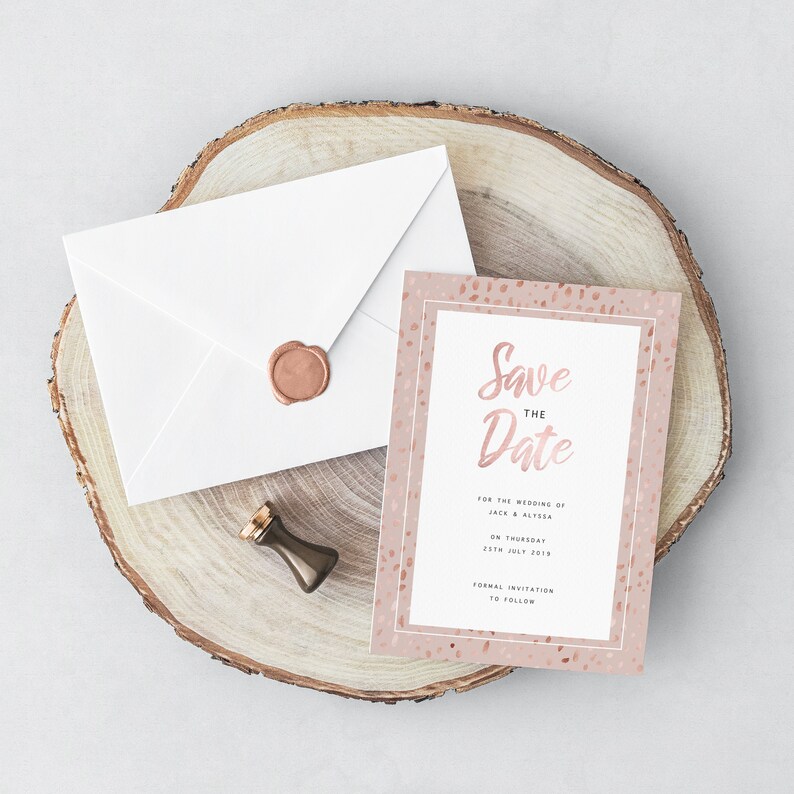 Rose gold save the date  Photo save the date  Save the date card  Printable save the date  Digital download invitation