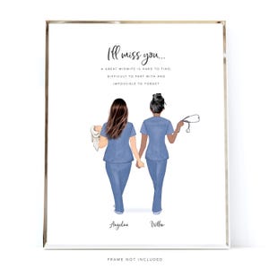 Personalisierte Hebamme Print, Hebamme Abschiedsgeschenk, Kollegen, Neuer Job Geschenk, Auf Wiedersehen Geschenk, Mutterschaft, Krankenschwester Print, Scrub Leben