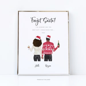 Custom Christmas print, Funny Christmas Gift For Him, Romanic Gifts, Christmas Jumper Personalised Portrait oOf Loving Couple