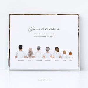 Grandchildren print / Christmas gift for nana / Grandparents and grandchildren / Family picture / Family portrait / Gift for Grandma