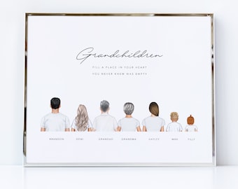 Grandchildren print / Christmas gift for nana / Grandparents and grandchildren / Family picture / Family portrait / Gift for Grandma