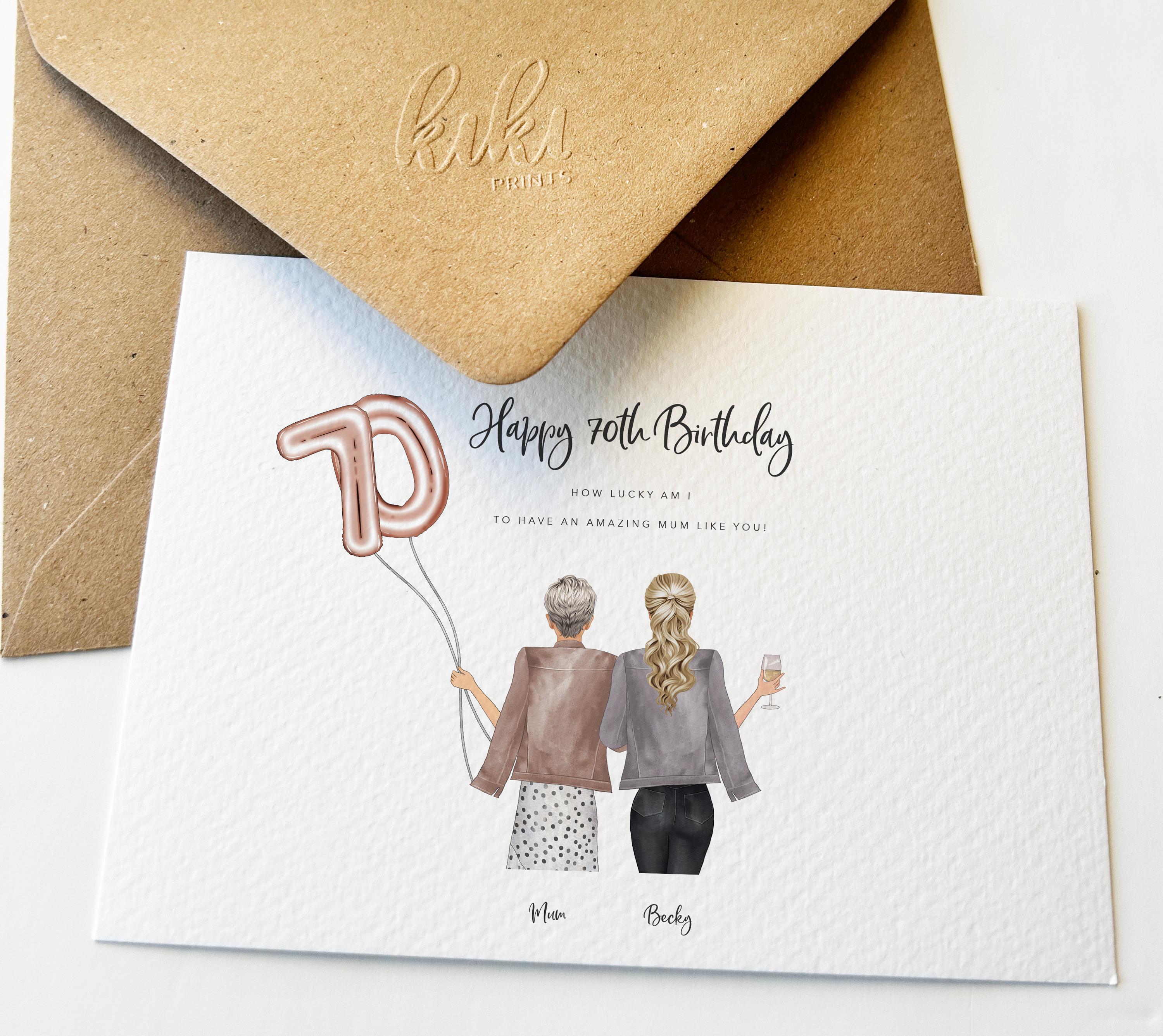 Geburtstagskarte 'Happy 70th Mum' – Modernes Design, Ca. 15,2 X 22,8 Cm, Mit Folie/Glitzer