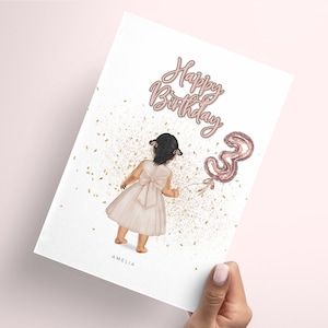 Jolie carte d'anniversaire personnalisée 3ème / 3ème carte d'anniversaire / Carte d'anniversaire pour tout-petits / Cartes de voeux pour enfants / Carte pour petite-fille / Fille