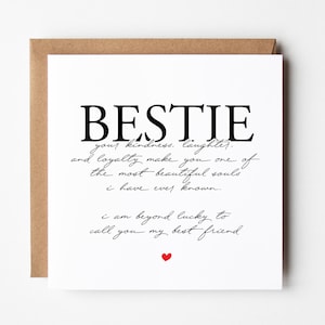 Nachdenkliche Karte für die beste Freundin - Geburtstagskarte, Freundschaftskarte, Karte für Sie mit Sentimental Words Happy, Bestie-Karte mit speziellem Zitat