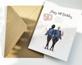 Personalised 50th birthday best friendship printed gift / gifts for bestie’s fiftieth / female friends forever print / 40th / 30th / 60th
