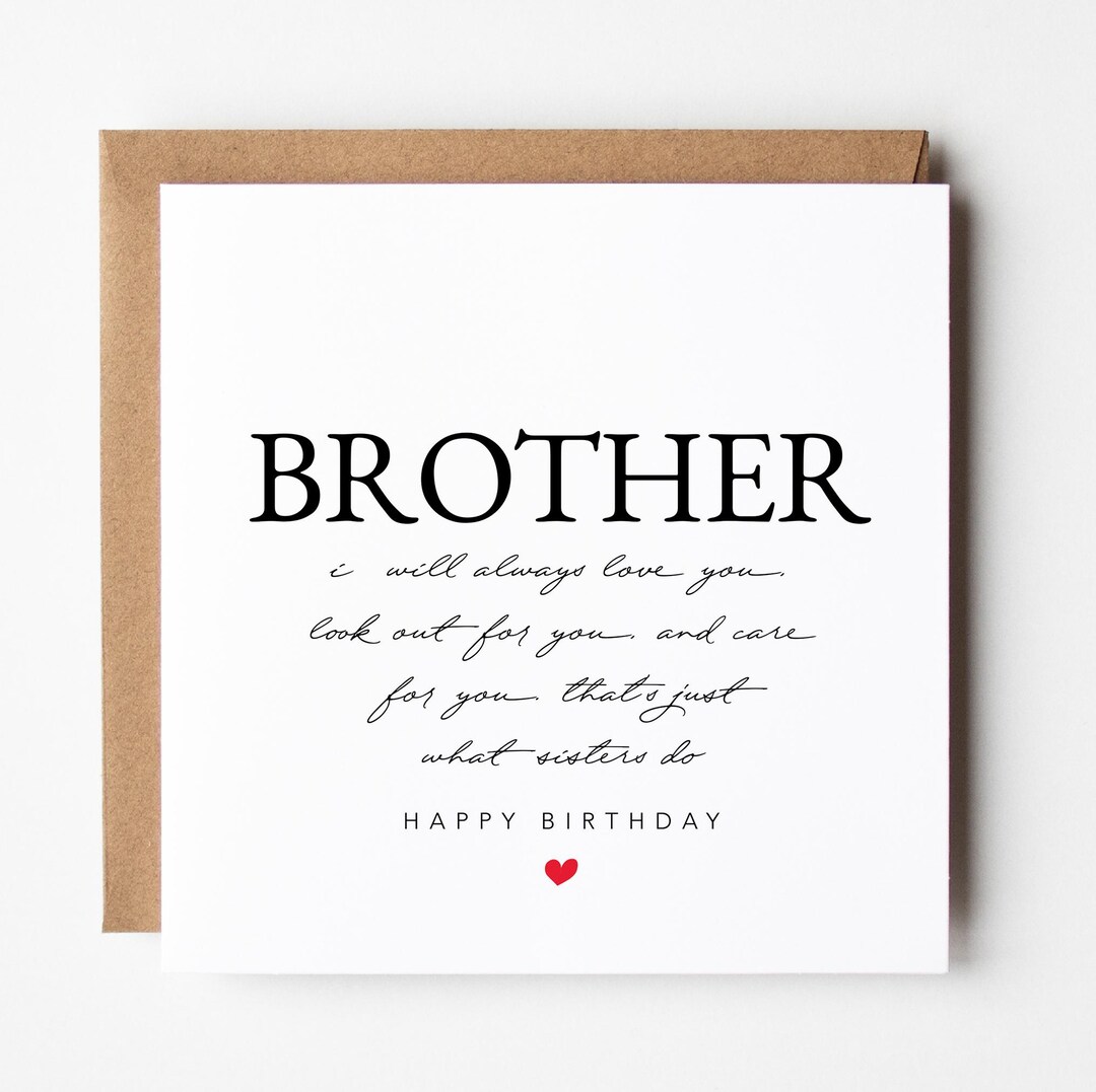 Sentimental Birthday Card for Brother With Words of Love, Brother ...