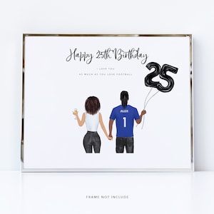 彼への25歳の誕生日プレゼント、男性へのギフト、カップルの後ろ姿のポートレート、彼氏へのサッカーギフト