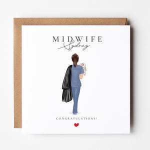 Midwife Graduation Card - Graduation Gift, Custom Illustration Gift For Becoming A Qualified Midwife, Medical Greeting Card, New Medic