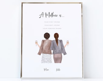Personalised gift for mum - Personalised Mother and Daughter Portrait