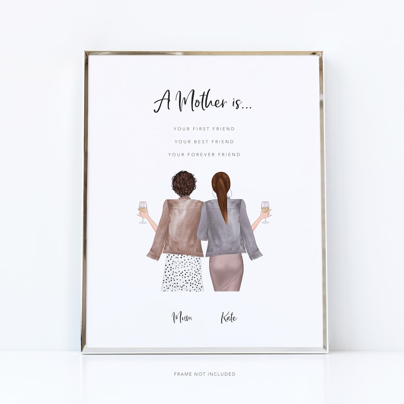 Regalo personalizzato per la mamma - Ritratto personalizzato di madre e figlia immagine 1