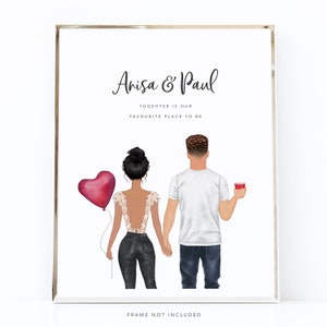 Personalised boyfriend and girlfriend print /  Love print / Gifts for her / Anniversary / Custom wall art / Birthday gift