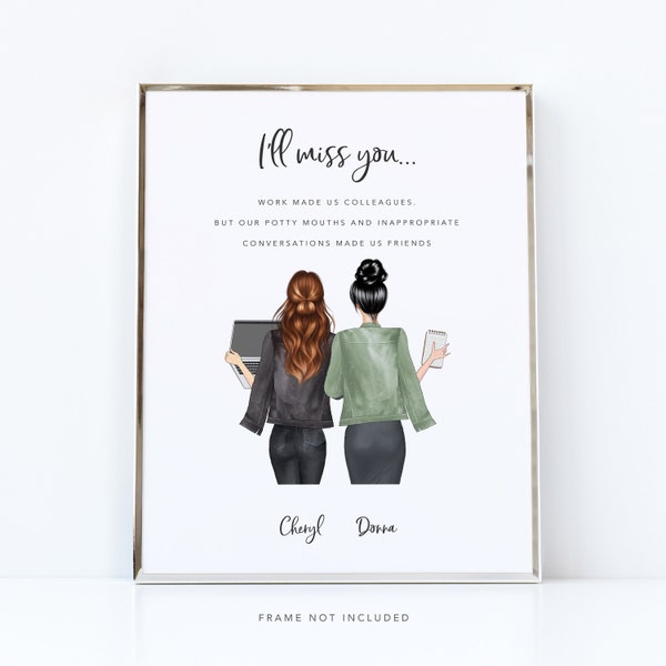 Custom colleague leaving gift / Work besties / Personalised work friends print / Colleague birthday / Gift for colleague / New job gifts