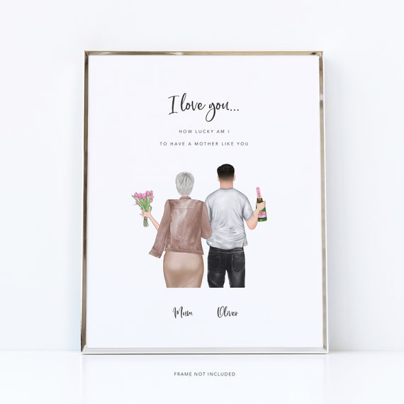 Personalised Mother and Son Print, Mother, Son, Gift, Mummy, Mum