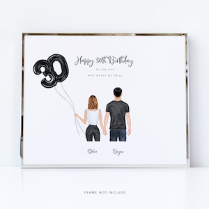 30th Birthday Gift / Cute Couples Drawing / Birthday Gift for Boyfriend / Birthday  Gift for Girlfriend / Romantic Gifts / Birthday Gift 