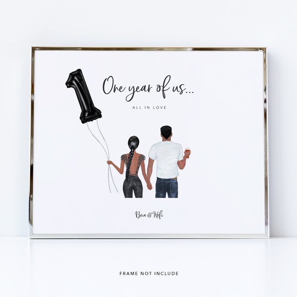 Romantic one year anniversary gift, 1 year together, Anniversary gift for him or for her couples picture, Romantic portrait from behind