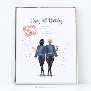 パーソナライズされた 50 歳の誕生日のベストフレンドシッププリントギフト / 親友の 50 歳の誕生日のギフト / 永遠の女性の友達プリント